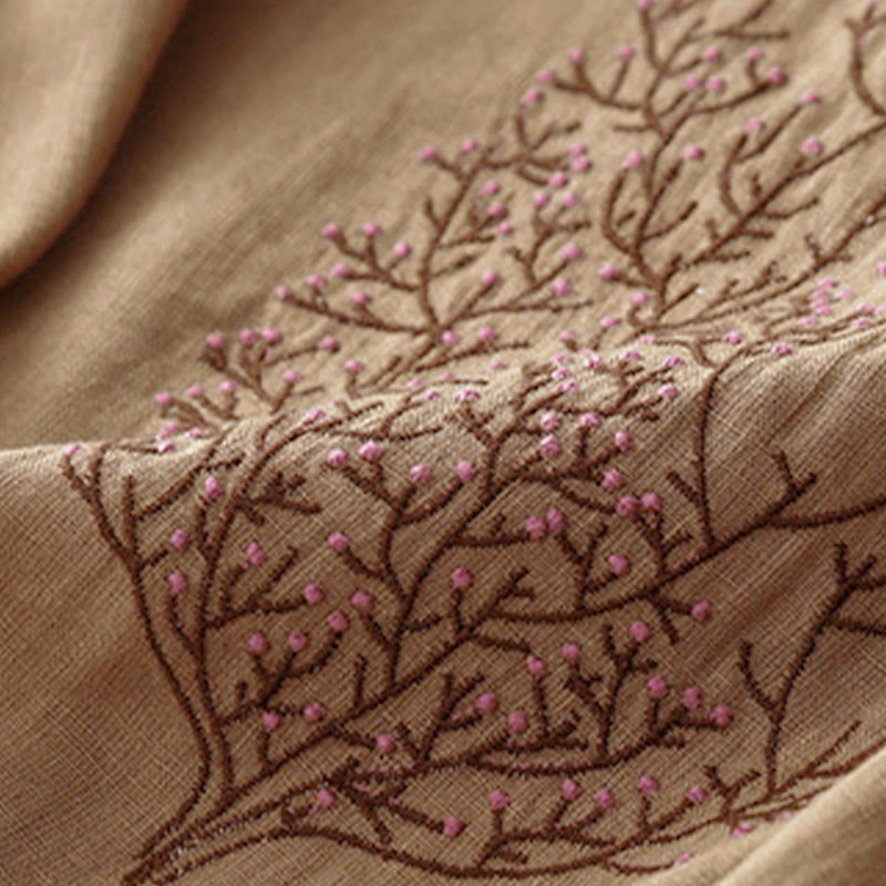 Buddha Stones Casual Embroidery Tree Drawstring Women's Crew Neck Design Half Sleeve T-Shirt - image 19