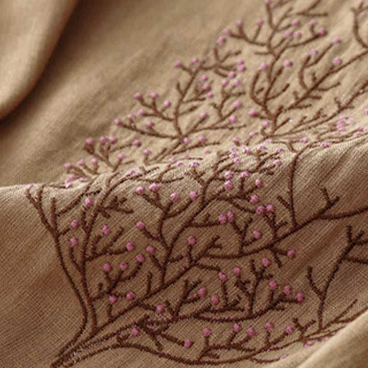 Buddha Stones Casual Embroidery Tree Drawstring Women's Crew Neck Design Half Sleeve T-Shirt - image 19