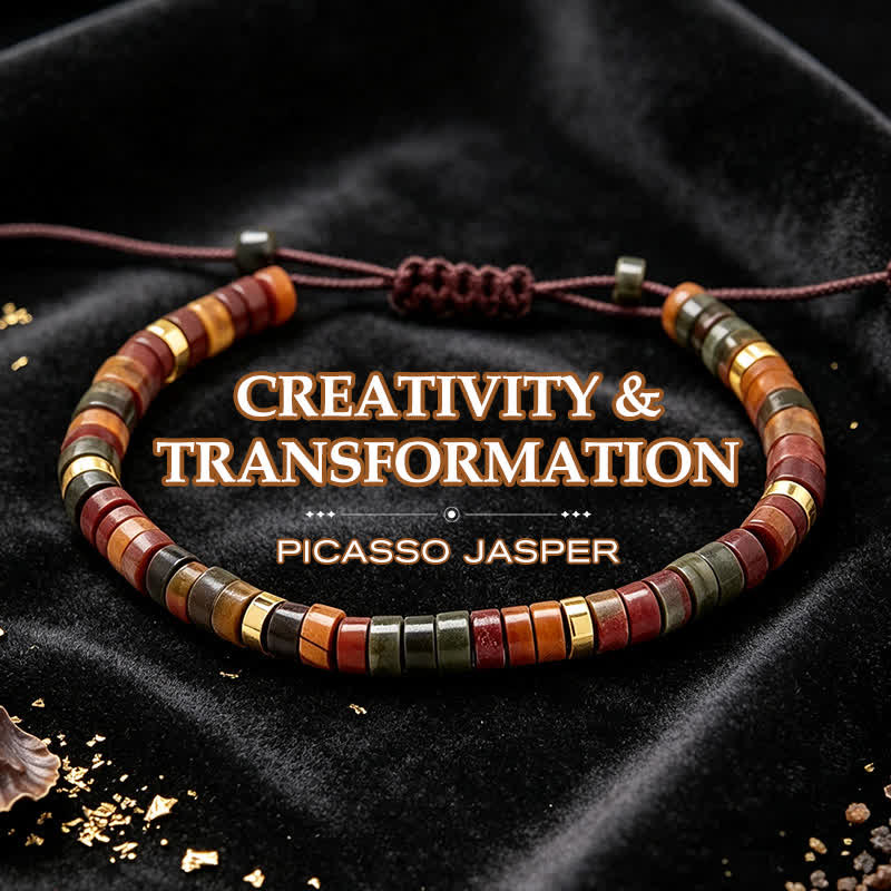 Buddha Stones Small Picasso Jasper Beads Energy String Bracelet - Picasso Jasper(Wrist Circumference:17-28cm) - image 0