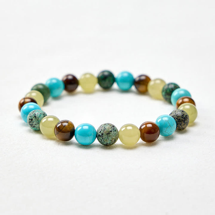Buddha Stones Natural Tiger Eye Cyan Jade Turquoise Beaded Protection Bracelet - image 4
