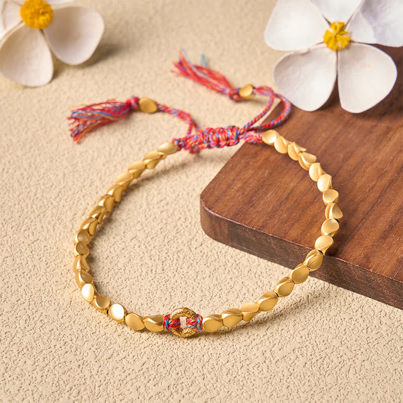 Buddha Stones Tibetan Auspicious Cloud Peace Buckle Copper Beads String Bracelet - image 2