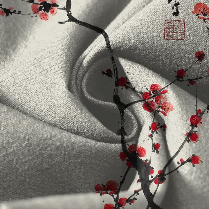 Buddha Stones Pure Cotton Calligraphy Plum Blossom Pattern Drawstring Men's Tapered Pants With Pockets - image 6