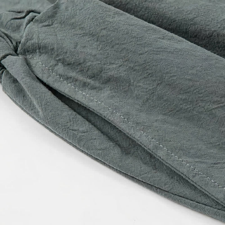 Buddha Stones 2Pcs Spring Summer Tang Style Mandarin Collar Elbow-Length Sleeve Solid Shirt Pants Cotton Men's Meditation Cloth With Pockets - image 11