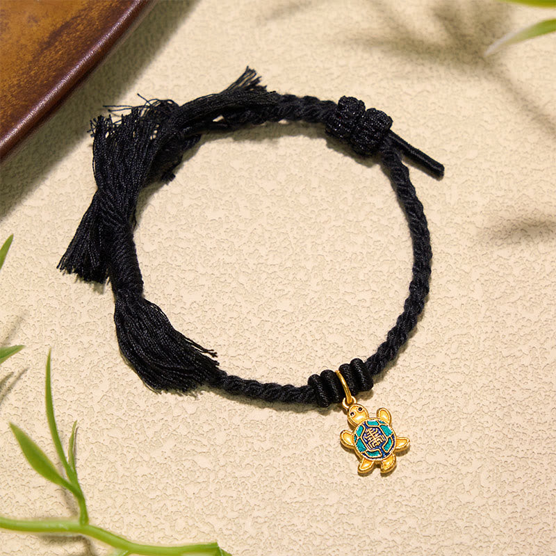 Buddha Stones Turtle Charm Gold Plated Copper Red String Balance Tibet Bracelet - image 21