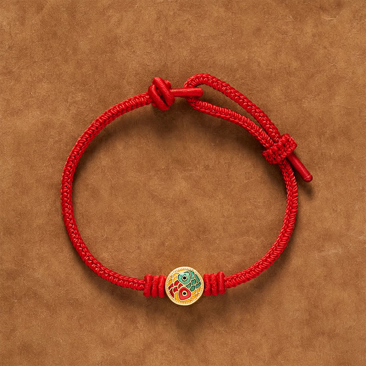 Buddha Stones Red String Double Koi Fish Auspicious Bracelet - image 2