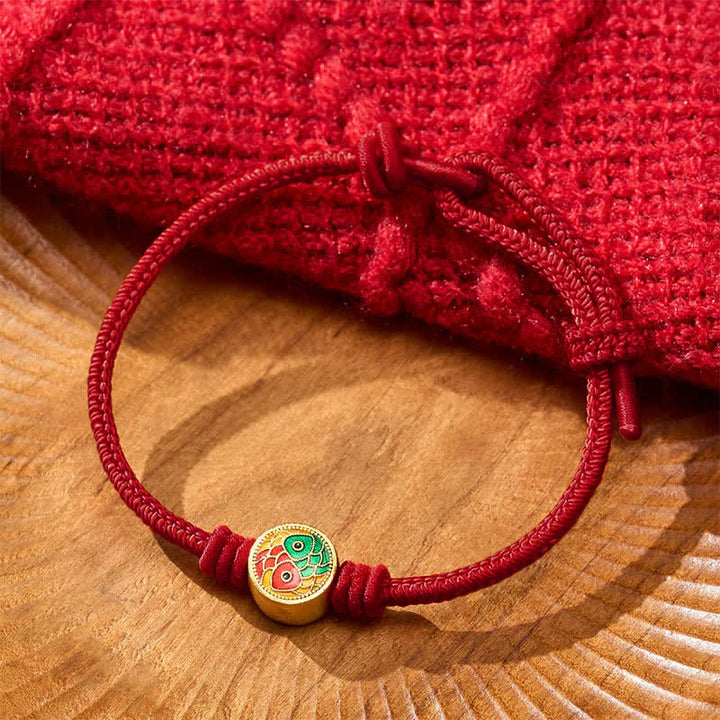 Buddha Stones Red String Double Koi Fish Auspicious Bracelet - image 11