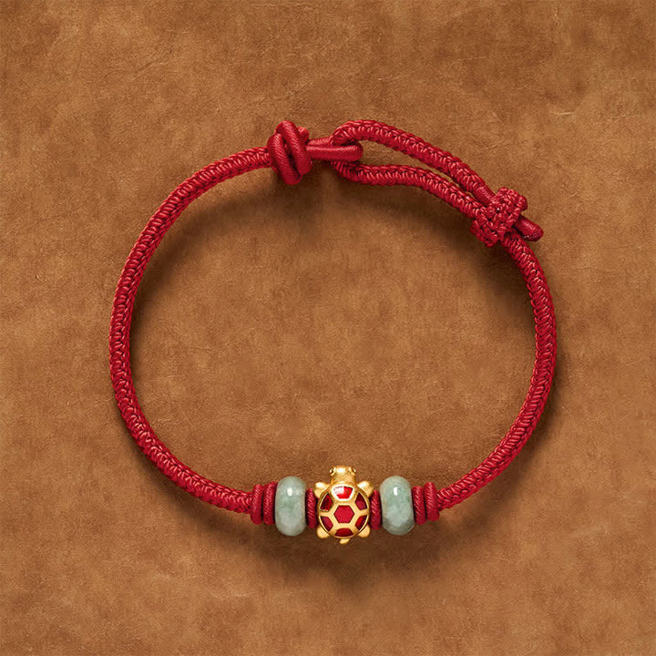 Buddha Stones Turtle Copper Red String Hand-Woven Prosperity Bracelet - image 0
