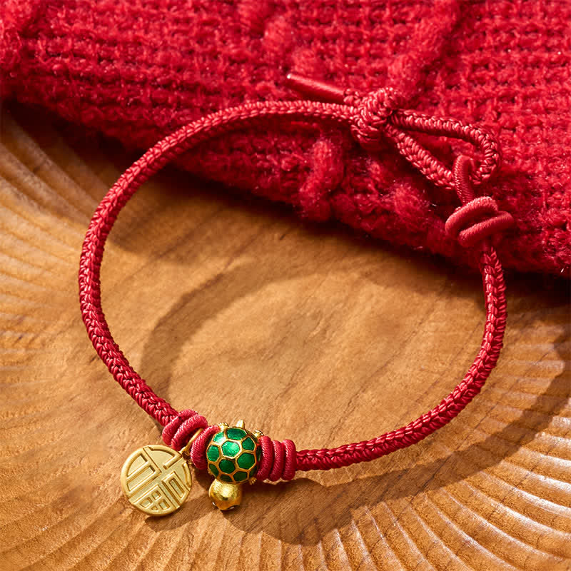 Buddha Stones Fu Character Turtle Red String Fortune Bracelet - image 3