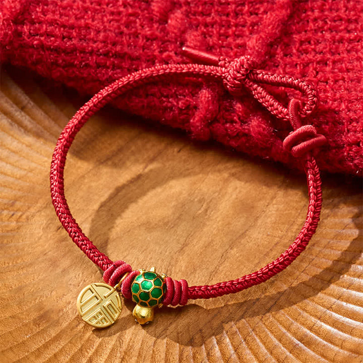 Buddha Stones Fu Character Turtle Red String Fortune Bracelet - image 3