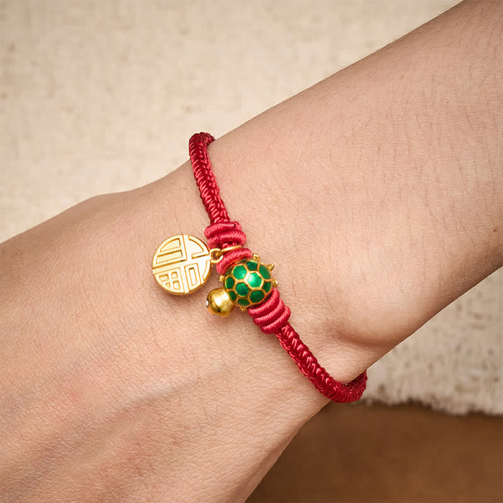 Buddha Stones Fu Character Turtle Red String Fortune Bracelet - image 6