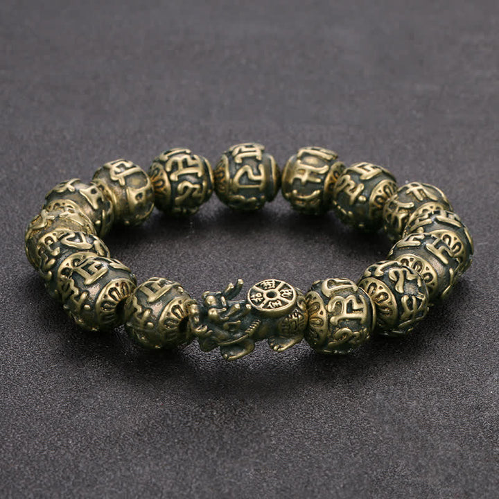 Buddha Stones Antique Brass Pi Xiu Om Mani Padme Hum Wealth Bracelet - Brass Pi Xiu (Wrist Circumference: 6.5–7.1 in/16.5–18 cm) - image 0