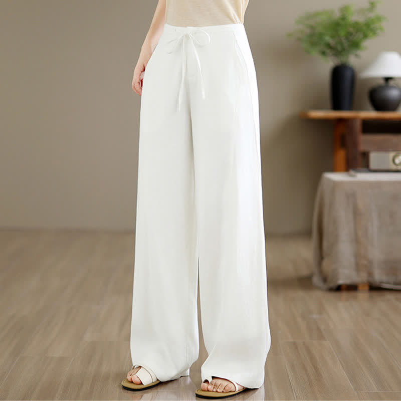Buddha Stones Spring Summer Minimalist Casual Drawstring Zipper Design Solid Long Pants Women's Straight Leg Pants With Pockets - image 13
