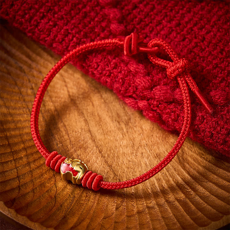 Buddha Stones Red Elephant Red String Lucky Protection Bracelet - image 11