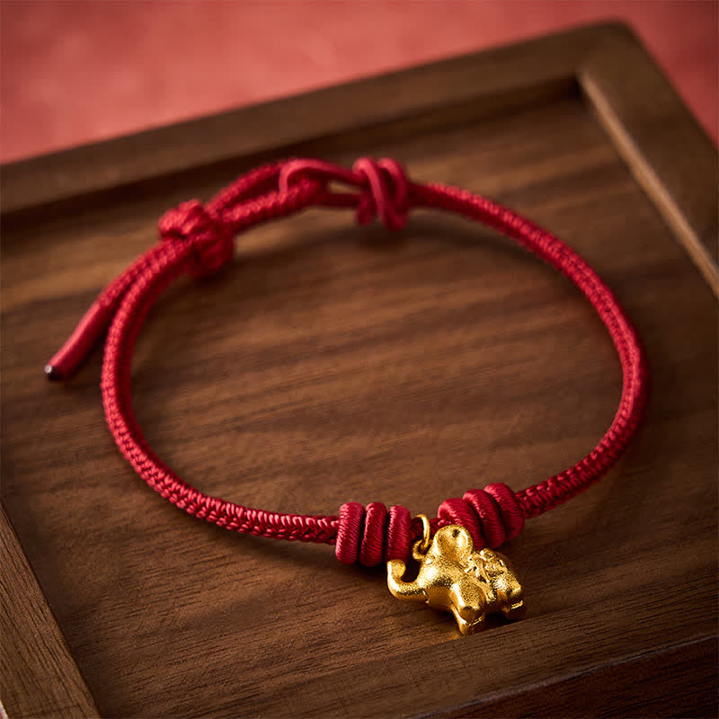 Buddha Stones Elephant Fu Character Red String Strength Braided Rope Bracelet - image 11