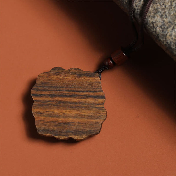 Buddha Stones Sappanwood Carved Tang Dynasty Flower Harmony Necklace - image 3