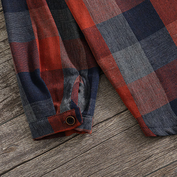 Buddha Stones Fall Casual Vintage Button-Up Drawstring Plaid Women's Hoodies With Pocket - image 38