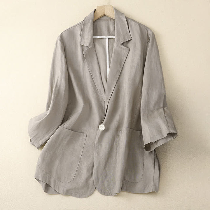 Buddha Stones Spring Summer Casual Minimalist Patch Pocket Solid Women's Three-Quarter Sleeve Shirts With Pocket - Gainsboro - US6, UK/AU10, EU38 (XL) - image 12