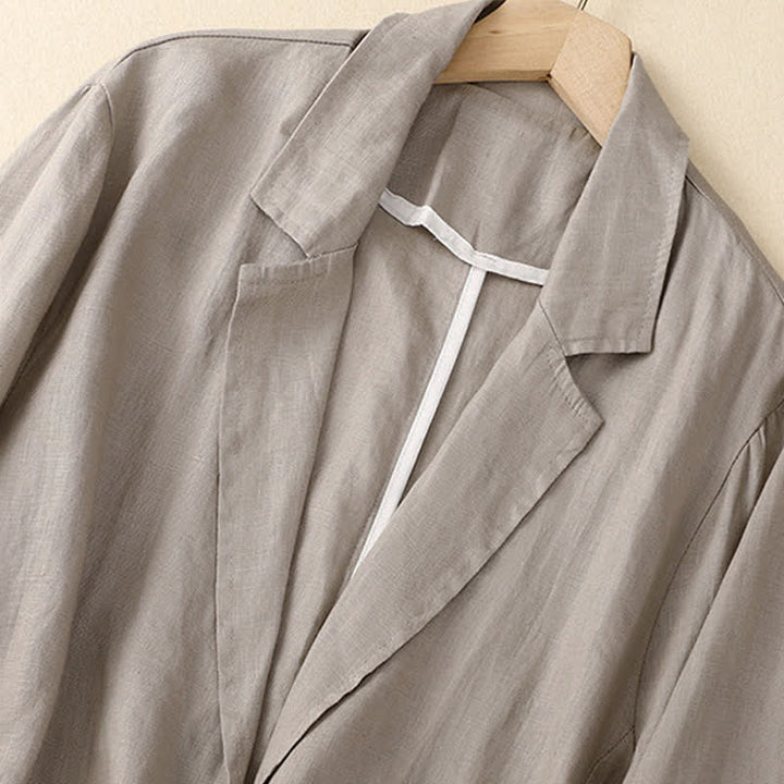 Buddha Stones Spring Summer Casual Minimalist Patch Pocket Solid Women's Three-Quarter Sleeve Shirts With Pocket - image 14