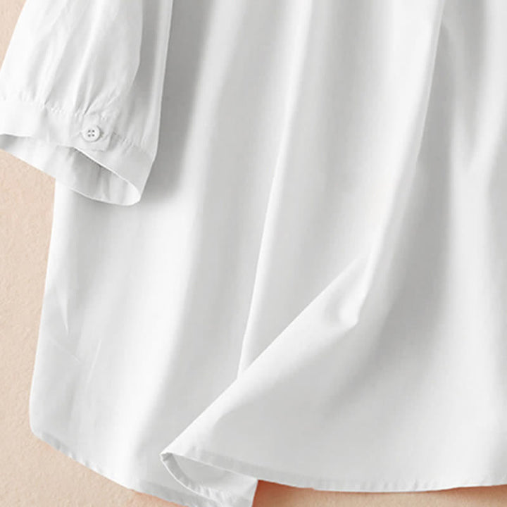 Buddha Stones Summer Classic Simple Button-Up Solid Women's Short Sleeve Shirts - image 19
