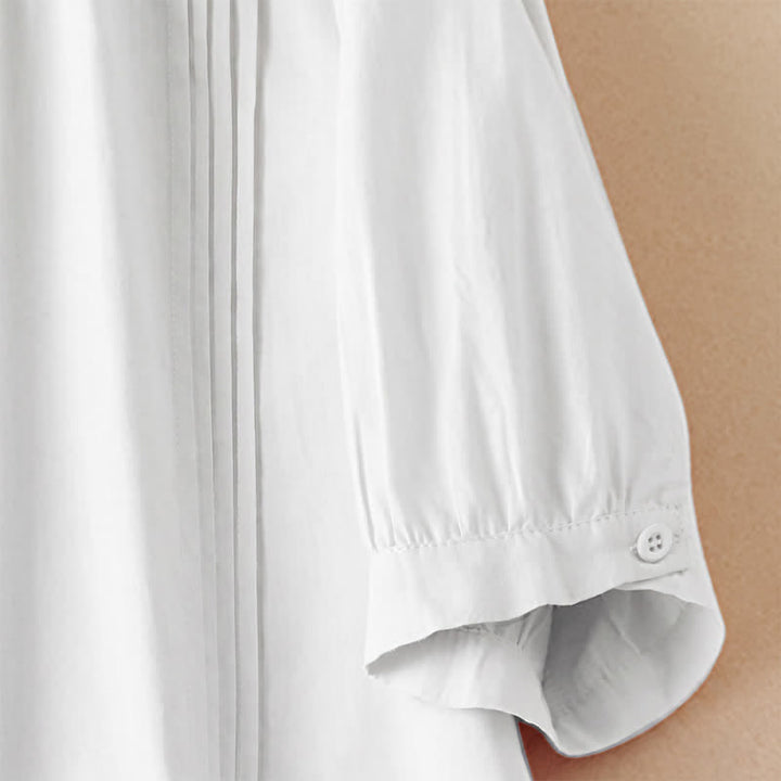Buddha Stones Summer Classic Simple Button-Up Solid Women's Short Sleeve Shirts - image 17