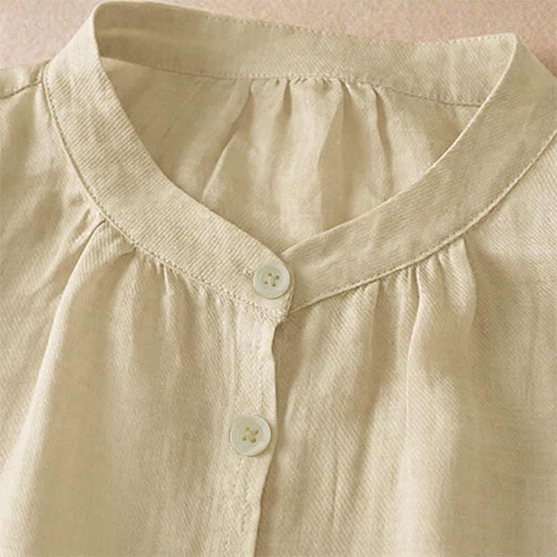 Buddha Stones Summer Classic Simple Button-Up Solid Women's Short Sleeve Shirts - image 10