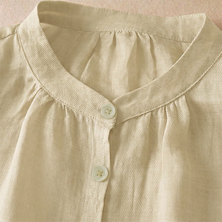 Buddha Stones Summer Classic Simple Button-Up Solid Women's Short Sleeve Shirts - image 10