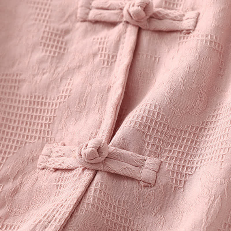 Buddha Stones Spring Fall Casual Tang Style Mandarin Collar Frog Button Solid Women's Long Sleeve Shirts With Pocket - image 11