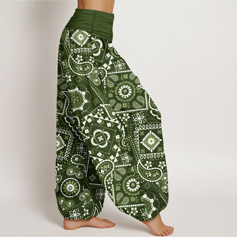 Buddha Stones Cotton Paisley Patchwork Pattern Women's Elastic Waist Harem Pants - image 6