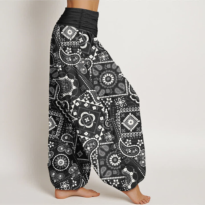 Buddha Stones Cotton Paisley Patchwork Pattern Women's Elastic Waist Harem Pants - image 9