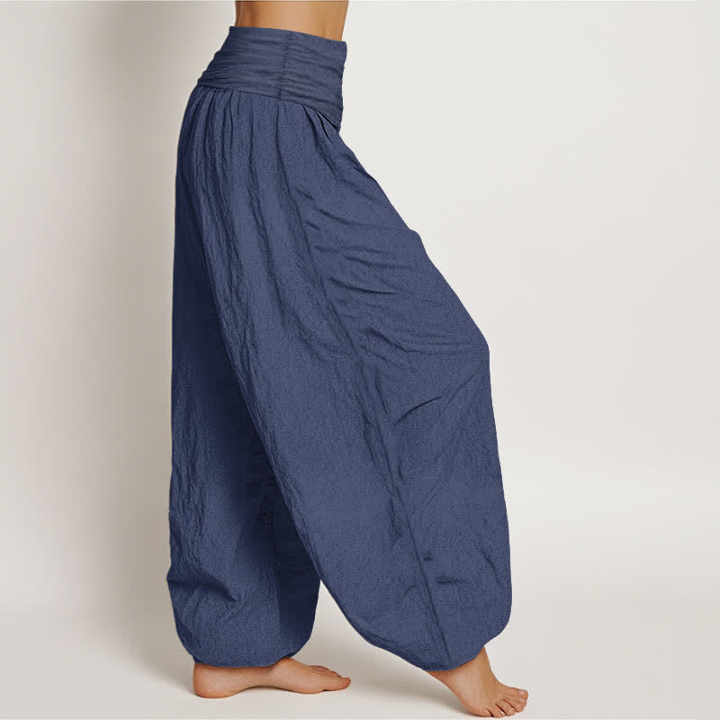 Buddha Stones Pure Cotton Om Lotus Moon Pattern Women's Elastic Waist Harem Pants - image 6