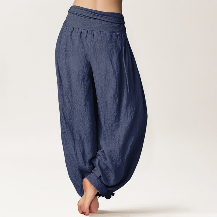 Buddha Stones Pure Cotton Om Lotus Moon Pattern Women's Elastic Waist Harem Pants - image 7