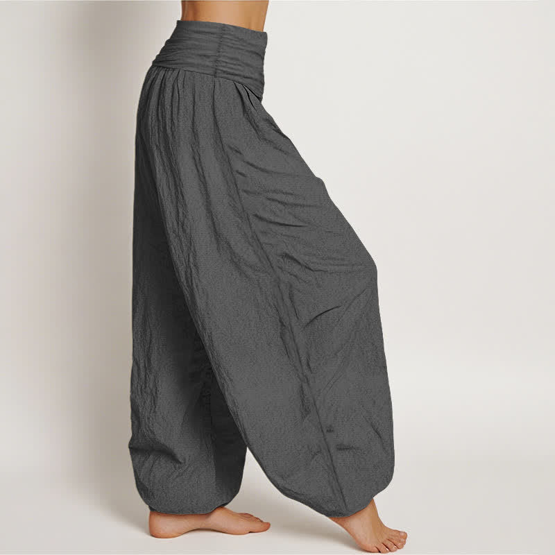 Buddha Stones Pure Cotton Om Lotus Moon Pattern Women's Elastic Waist Harem Pants - image 9