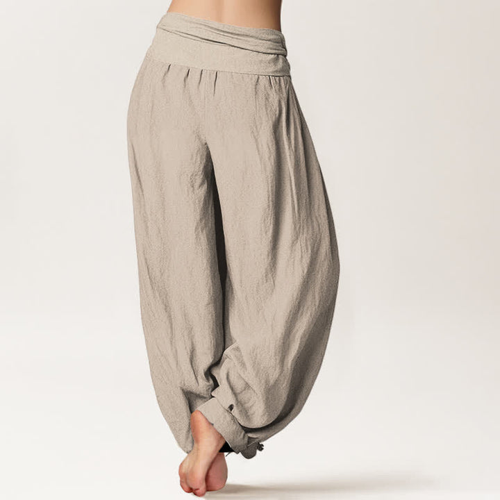 Buddha Stones Pure Cotton Om Lotus Moon Pattern Women's Elastic Waist Harem Pants - image 13