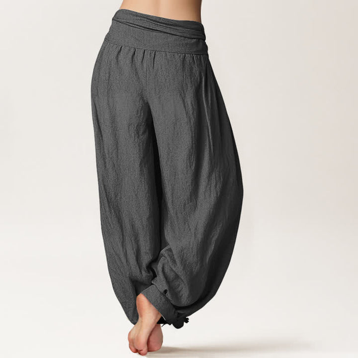 Buddha Stones Pure Cotton Celestial Sun Moon Pattern Women's Elastic Waist Harem Pants - image 2