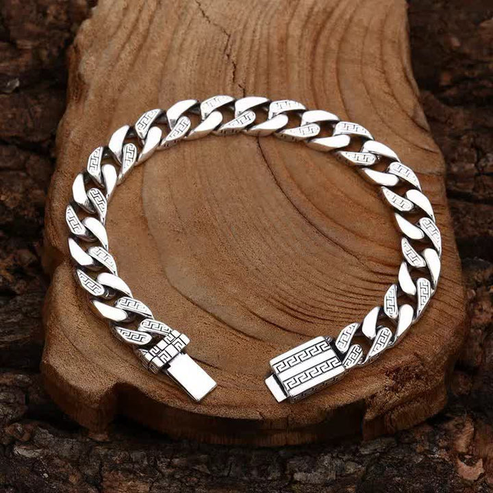 Buddha Stones Copper Protection Vintage Greek Key Link Bracelet - image 2