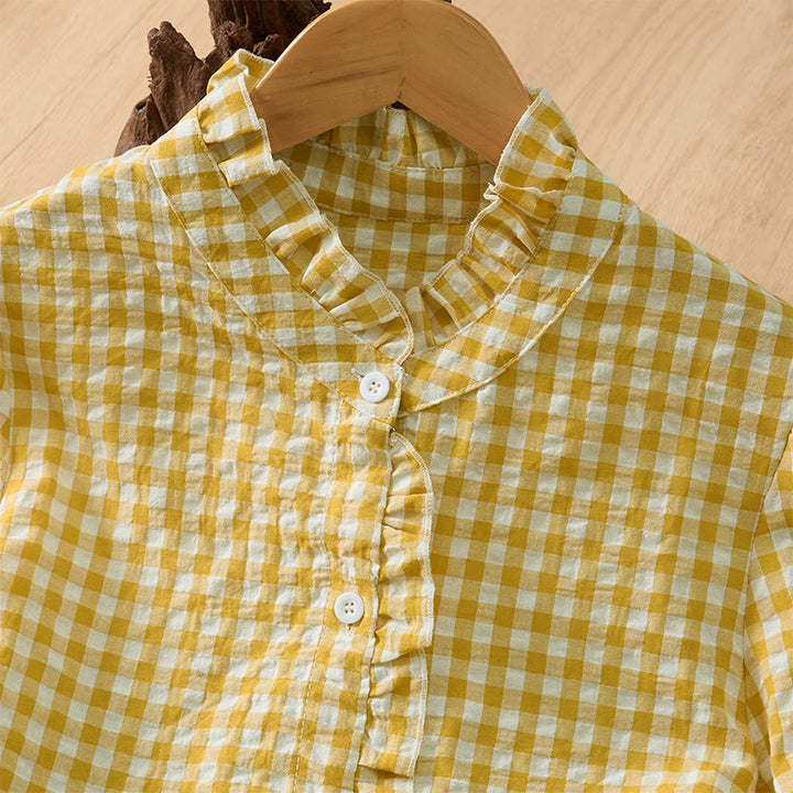 Buddha Stones Spring Summer Vintage Casual Button-Up Plaid Women's Long Sleeve Shirts - image 10