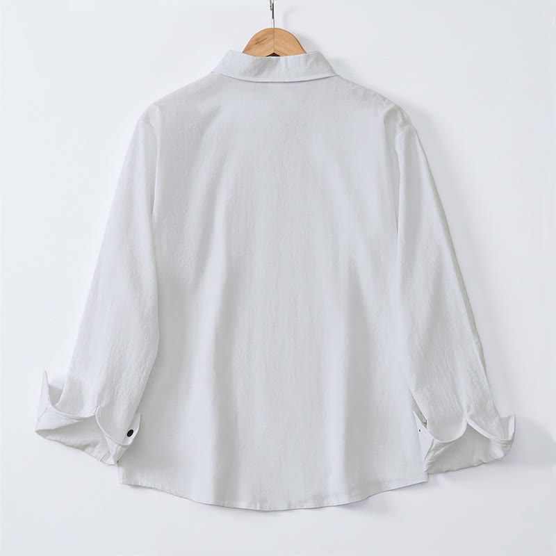 Buddha Stones Spring Minimalist Pintuck Button-Up Solid Men's Long Sleeve Shirts - image 1