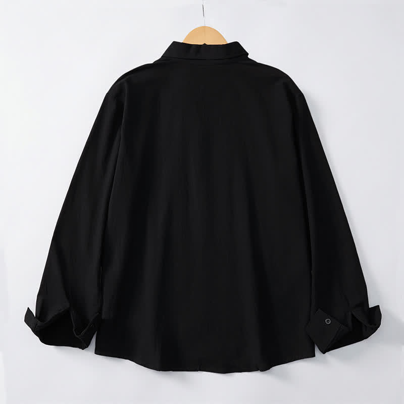 Buddha Stones Spring Minimalist Pintuck Button-Up Solid Men's Long Sleeve Shirts - image 9