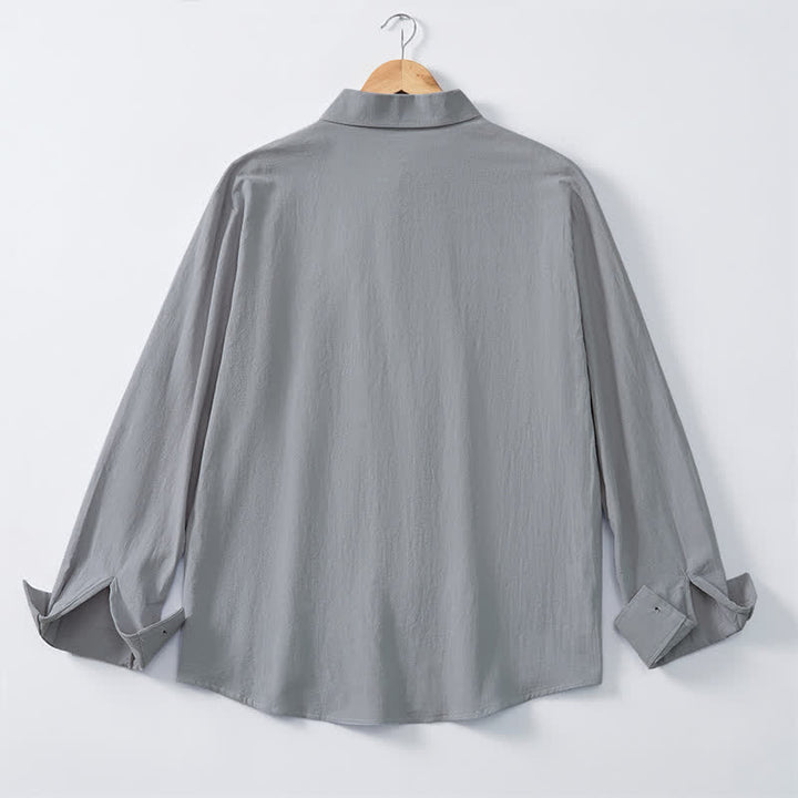 Buddha Stones Spring Minimalist Pintuck Button-Up Solid Men's Long Sleeve Shirts - image 25