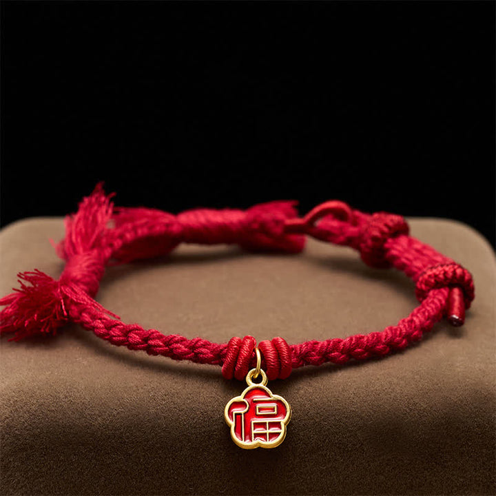 Buddha Stones Red String Fu Character Flower Blessing Bracelet - image 3