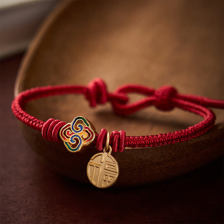 Buddha Stones Chinese Knotting Fu Character Copper Red String Hand-Woven Prosperity Bracelet - Dark Red(Wrist Circumference: 6.7–7.5 in/17-19 cm) - image 11
