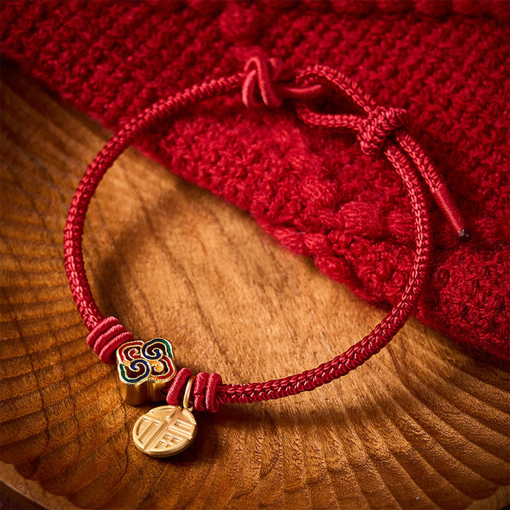Buddha Stones Chinese Knotting Fu Character Copper Red String Hand-Woven Prosperity Bracelet - image 14
