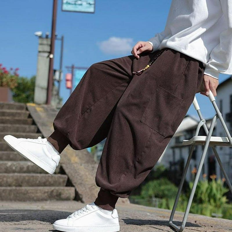 Buddha Stones Fall Winter Casual Drawstring Patch Pocket Solid Ankle Pants Men's Tapered Pants With Pocket - Sienna - US/UK/AU46，EU56 (5XL) - image 6