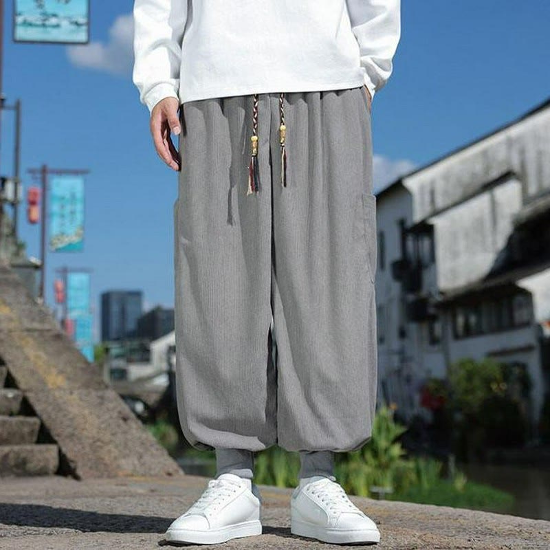 Buddha Stones Fall Winter Casual Drawstring Patch Pocket Solid Ankle Pants Men's Tapered Pants With Pocket - image 19