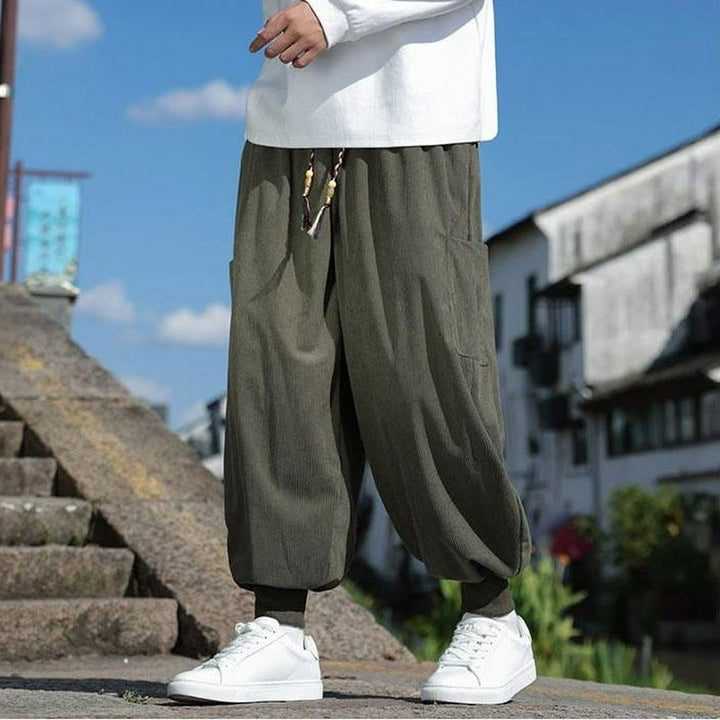 Buddha Stones Fall Winter Casual Drawstring Patch Pocket Solid Ankle Pants Men's Tapered Pants With Pocket - image 3