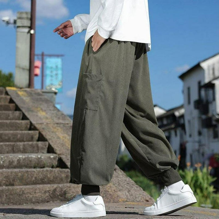 Buddha Stones Fall Winter Casual Drawstring Patch Pocket Solid Ankle Pants Men's Tapered Pants With Pocket - image 5