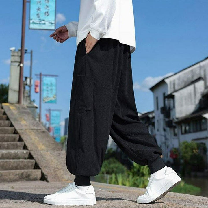 Buddha Stones Fall Winter Casual Drawstring Patch Pocket Solid Ankle Pants Men's Tapered Pants With Pocket - image 16