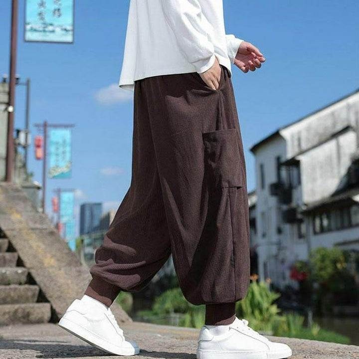 Buddha Stones Fall Winter Casual Drawstring Patch Pocket Solid Ankle Pants Men's Tapered Pants With Pocket - image 9