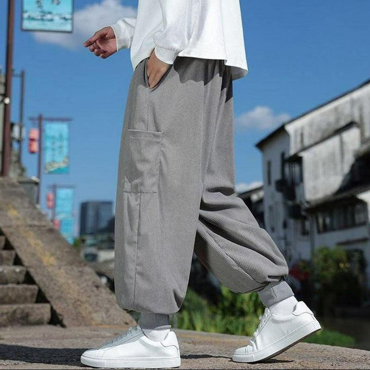Buddha Stones Fall Winter Casual Drawstring Patch Pocket Solid Ankle Pants Men's Tapered Pants With Pocket - image 23