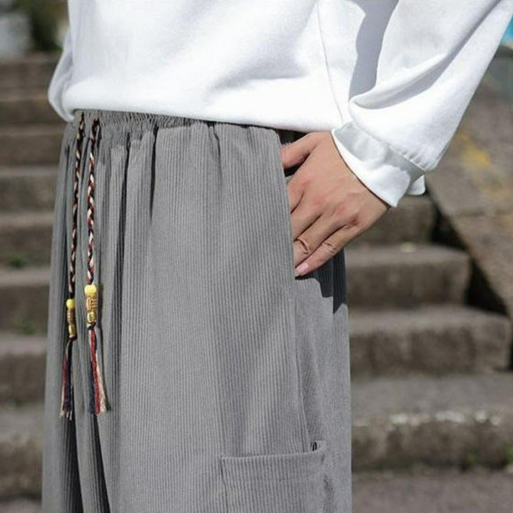Buddha Stones Fall Winter Casual Drawstring Patch Pocket Solid Ankle Pants Men's Tapered Pants With Pocket - image 27